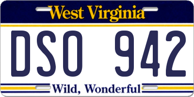WV license plate DSO942