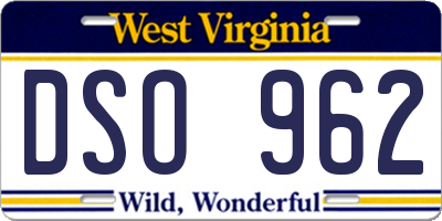WV license plate DSO962