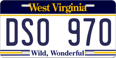 WV license plate DSO970