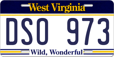 WV license plate DSO973