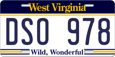 WV license plate DSO978