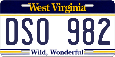 WV license plate DSO982