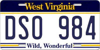 WV license plate DSO984