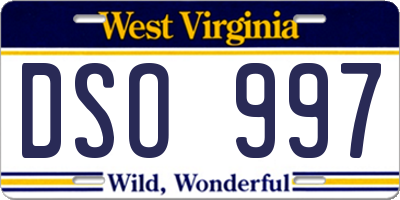 WV license plate DSO997