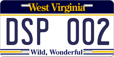 WV license plate DSP002