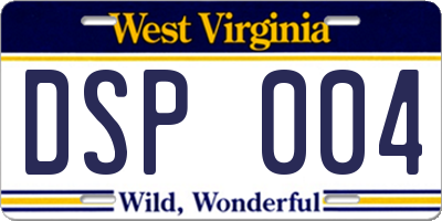 WV license plate DSP004