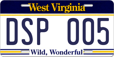 WV license plate DSP005