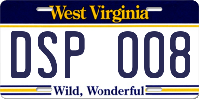 WV license plate DSP008