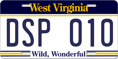 WV license plate DSP010