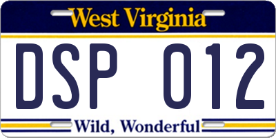 WV license plate DSP012