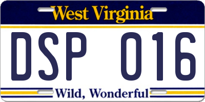 WV license plate DSP016