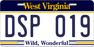 WV license plate DSP019