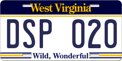 WV license plate DSP020