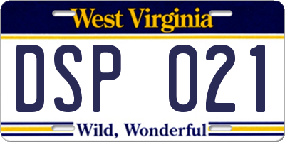 WV license plate DSP021