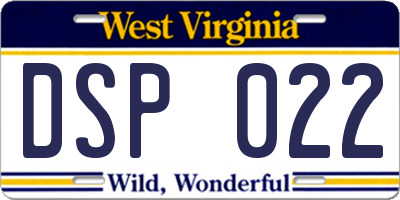 WV license plate DSP022