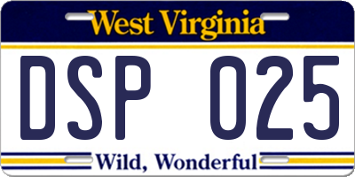 WV license plate DSP025