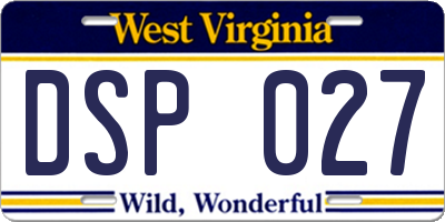 WV license plate DSP027