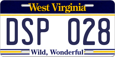 WV license plate DSP028