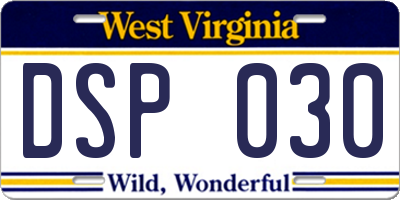 WV license plate DSP030