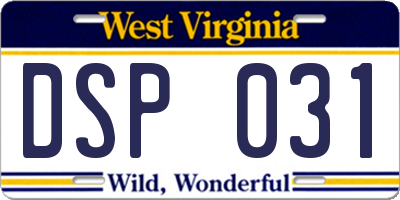 WV license plate DSP031