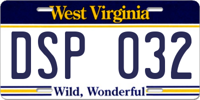 WV license plate DSP032