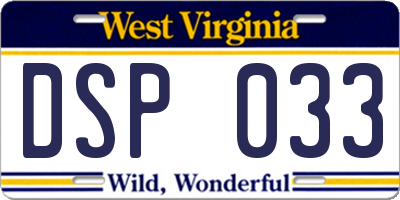 WV license plate DSP033