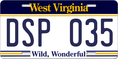 WV license plate DSP035