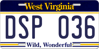 WV license plate DSP036