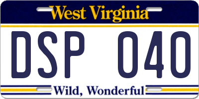 WV license plate DSP040