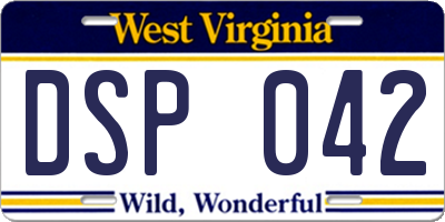WV license plate DSP042