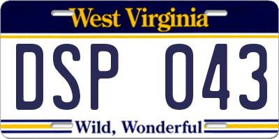 WV license plate DSP043