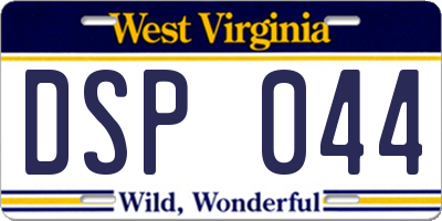 WV license plate DSP044