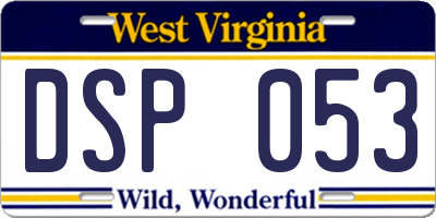 WV license plate DSP053