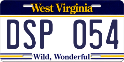 WV license plate DSP054