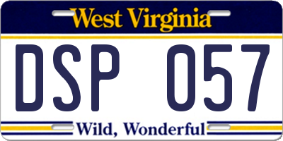 WV license plate DSP057