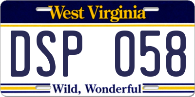 WV license plate DSP058