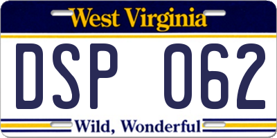 WV license plate DSP062