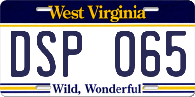 WV license plate DSP065