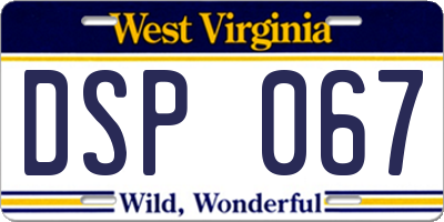 WV license plate DSP067