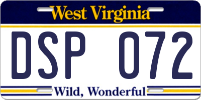 WV license plate DSP072
