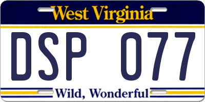 WV license plate DSP077