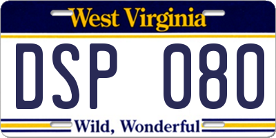 WV license plate DSP080