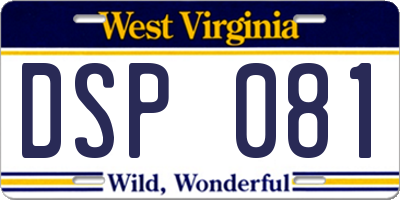 WV license plate DSP081