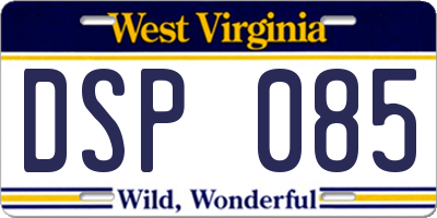 WV license plate DSP085