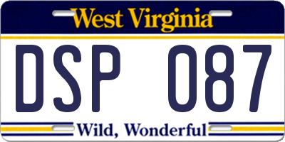 WV license plate DSP087