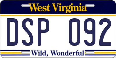 WV license plate DSP092