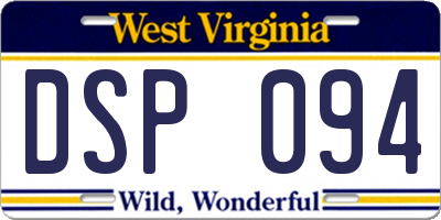WV license plate DSP094