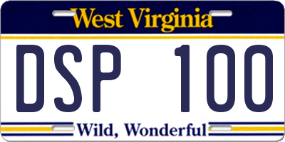 WV license plate DSP100
