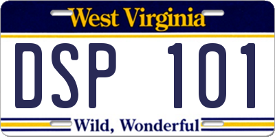 WV license plate DSP101