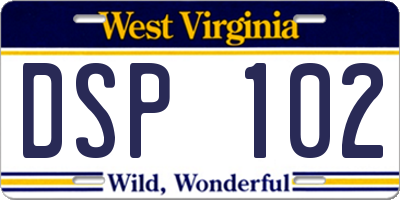 WV license plate DSP102